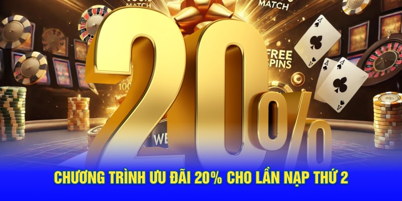 Chương trình ưu đãi 20% cho lần nạp thứ 2